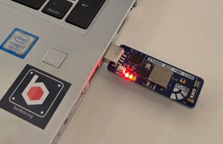 DECT NR RP2040 USB dongle connected to laptop DECT NR RP2040 USB dongle connected to laptop