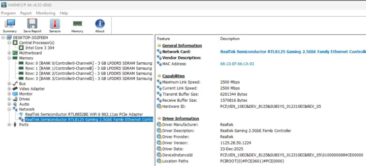 ACEMAGIC Kron Mini K5 Core 3 2.5GbE RealTek RTL8125