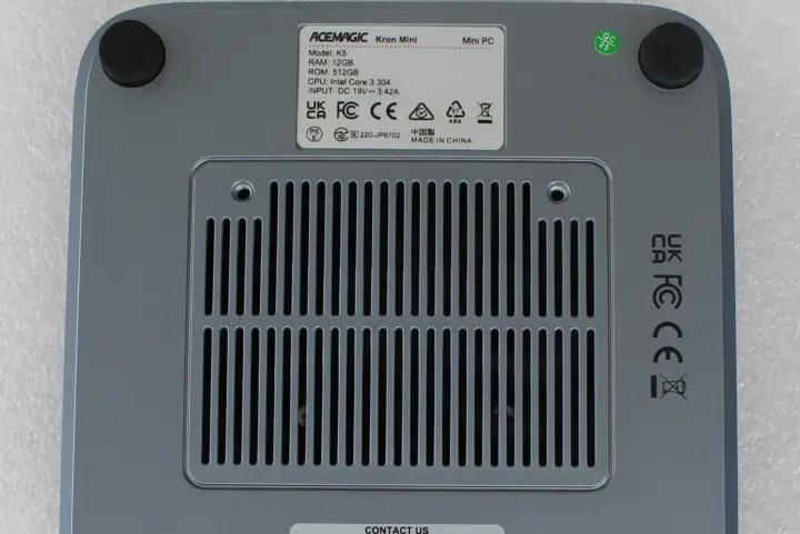 ACEMAGIC Kron Mini K5 Intel Core 3 304 12GB Bottom air intake