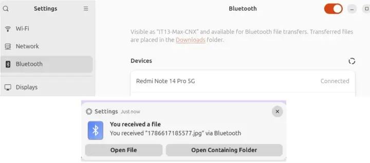 Bluetooth File Transfer receive Bluetooth File Transfer receive