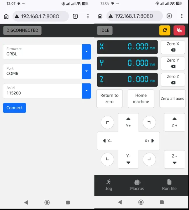 Connect UGS smartphone.