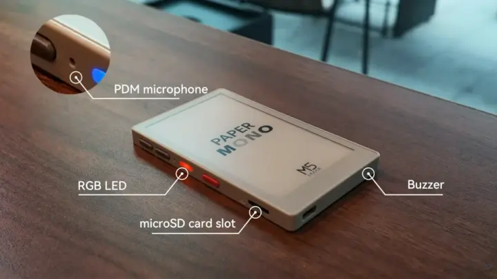 ชุดพัฒนา e-Paper ที่ใช้ ESP32-S3 พร้อมไมโครโฟน บัซเซอร์ และไฟ LED RGB