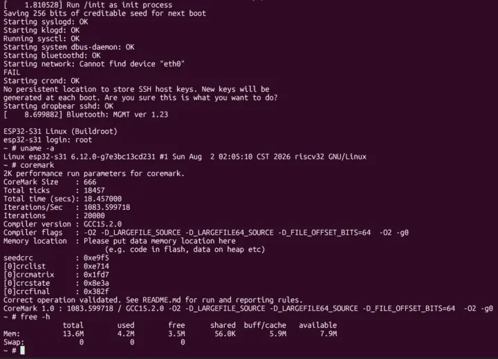 การพอร์ต Linux 6.12 สำหรับ ESP32-S31 โดย GrieferPig
