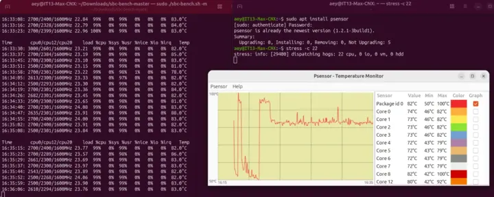 GEEKOM IT13 Max stress test Ubuntu 26.04 GEEKOM IT13 Max stress test Ubuntu 26.04