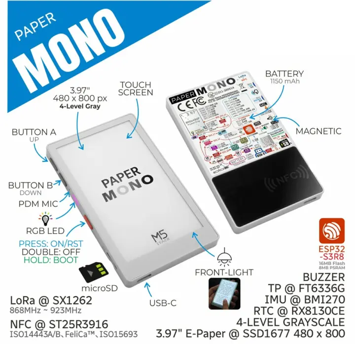 สเปกของ M5Stack Paper Mono