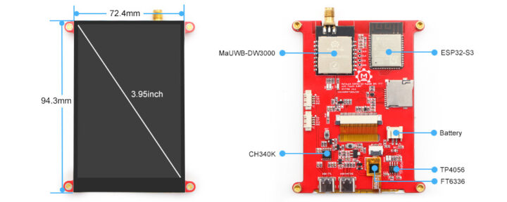 Makerfabs MaTouch ESP32 S3 3.95 inch UWB Display Overview and Dimensions Makerfabs MaTouch ESP32 S3 3.95 inch UWB Display Overview and Dimensions