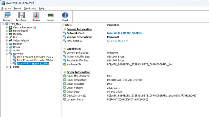 Network Intel Wi Fi 7 BE200 Network Intel Wi Fi 7 BE200