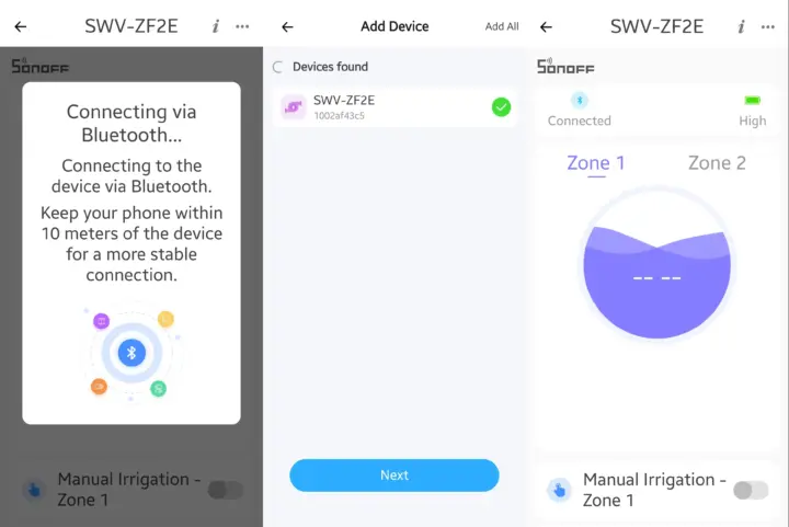 SWV ZF2E connecting Bluetooth eWeLink app