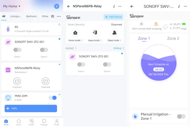 eWeLink app NSPanel86PB SWV ZF2 Zigbee