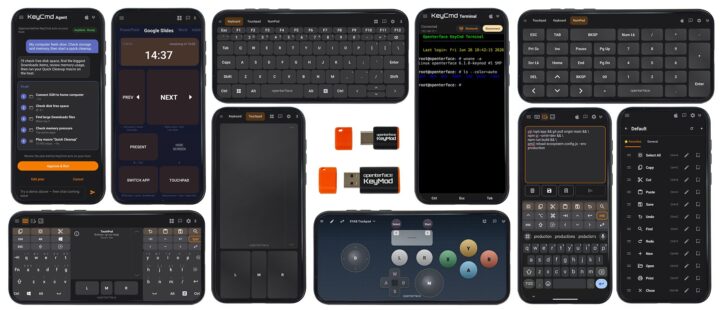 keyboard, touchpad, numpad, terminal, gamepad, presentation, macros, and shortcut controls