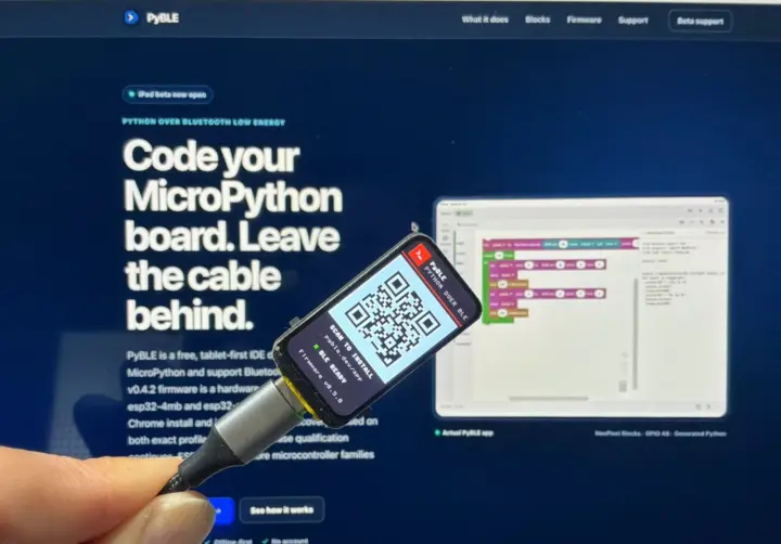เฟิร์มแวร์ PyBLE ทำงานบนบอร์ด Waveshare ESP32-S3-LCD-1.47B