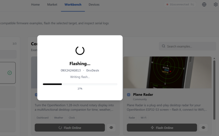 ONX2424G013 workbench flashing