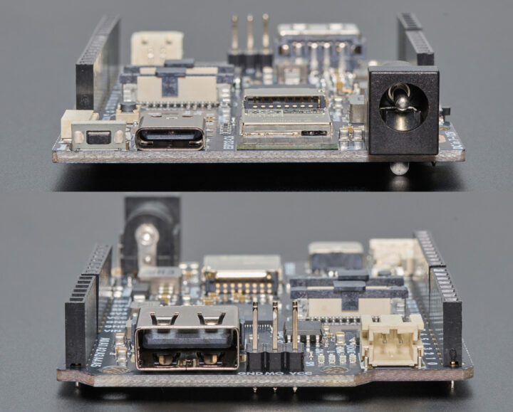 อินเทอร์เฟซด้านหน้าและด้านหลังของบอร์ด Metro ESP32-P4 Hydra