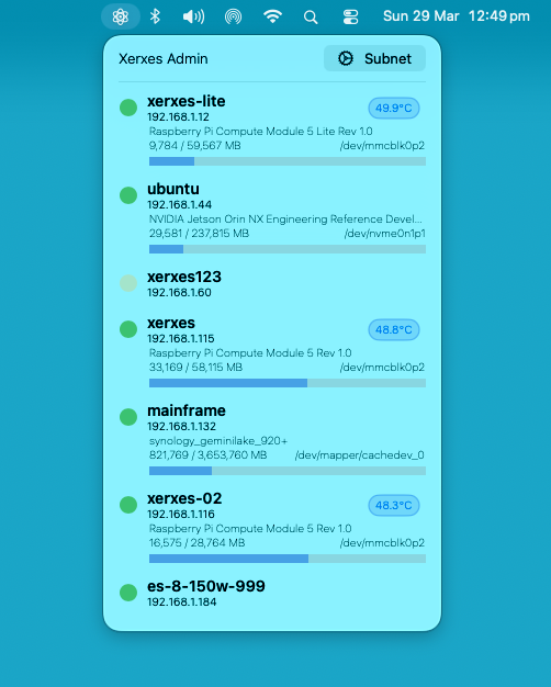 Xerxes Home Lab management tool macOS Menubar app